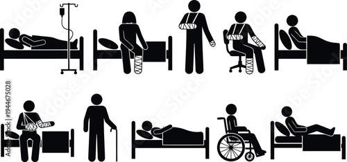 Hospital care vector icon set Vector