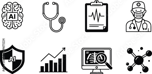 Minimal flat black silhouette icon set Vector