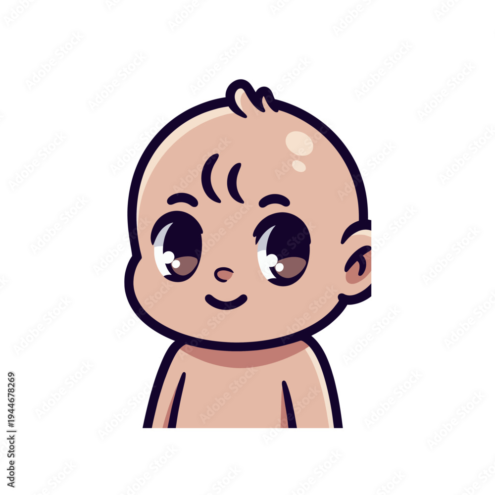 Fototapeta premium Cute cartoon baby face vector illustration