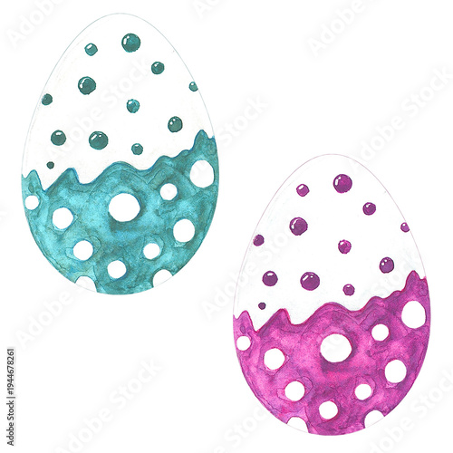 Easter Eggs. watercolor illustration isolated on a white background. Suitable for printing on postcards, fabrics, stickers and scrapbooking