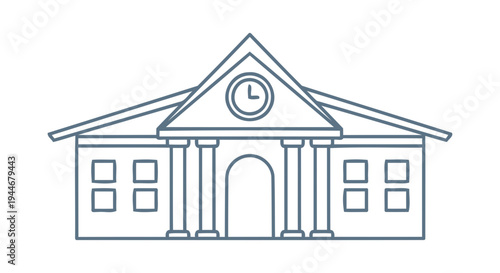 Illustration of Building with columns and clock