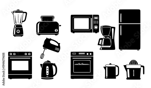 Kitchen Appliances Icon Vector Pack for Home and Cooking Design