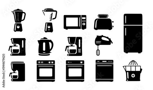 Stylized Kitchen Appliances Vector Icon Pack for Home and Cooking