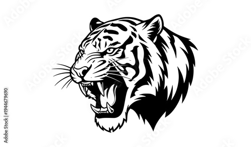 Roaring Tiger Head Vector Mascot and Wildlife Predator Icon