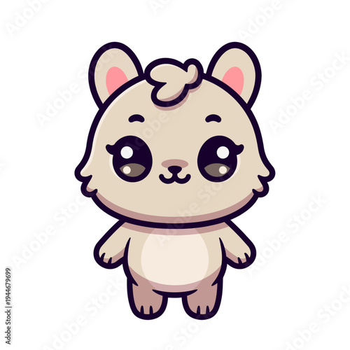 Cute cartoon llama character vector