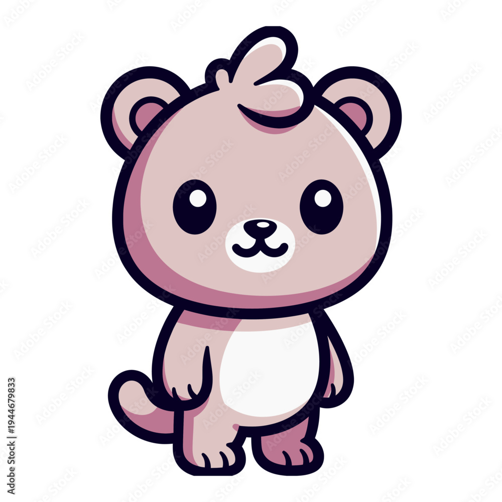 Fototapeta premium Cute pink bear cartoon vector illustration