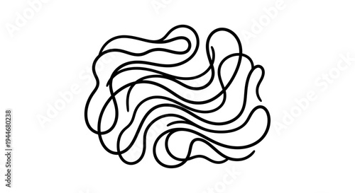 Black line drawing of a brain.