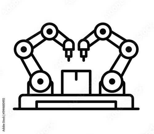 Two Industrial Robotic Arms Performing Precision Handling of a Box