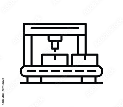 Modern Manufacturing Process with CNC Machine and Conveyor System