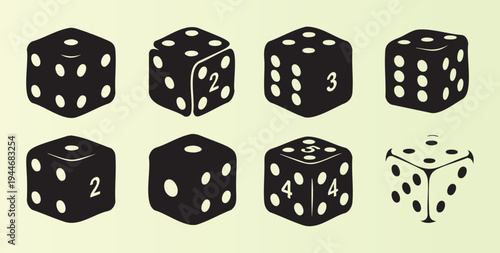Assorted traditional dice set with different numbers and styles