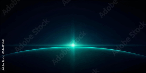 A digital art design featuring a glowing blue planet earth amidst an abstract space background with motion lines, light rays, and energy waves across a dark night backdrop