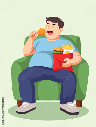 fat man eating a lot