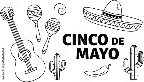 Cinco de mayo celebration with traditional mexican symbols