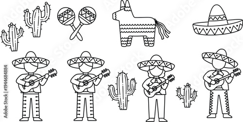 Cinco de mayo celebration with traditional mexican sombreros and musicians