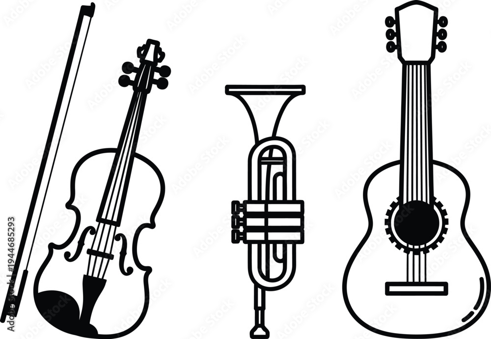 Fototapeta premium Cinco de mayo music instruments violin trumpet guitar