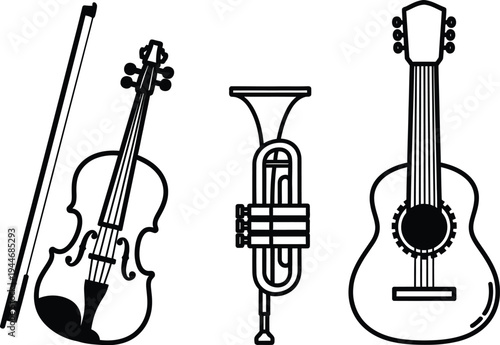 Cinco de mayo music instruments violin trumpet guitar