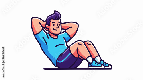 Man doing sit ups exercise for fitness and health.