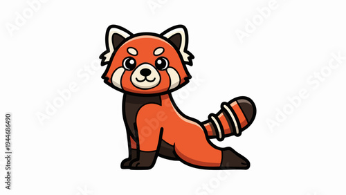 Adorable cartoon red panda illustration with charming features and playful expression.