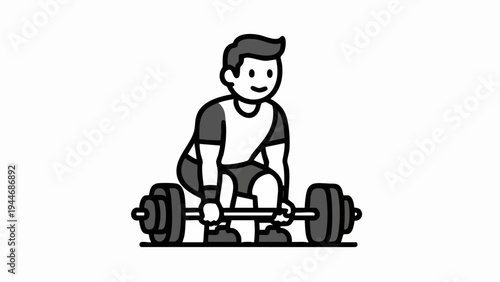 Man lifting barbell, weightlifting exercise, strength training, fitness workout.