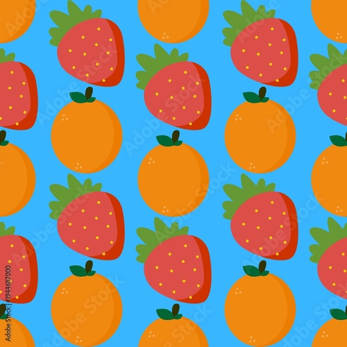 Orange And Strawberry Seamless Pattern Background