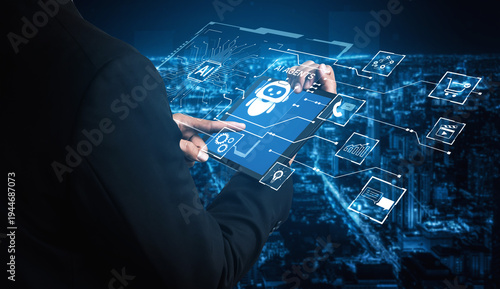 Foto AI agents power automation for commerce, customer service, analytics and media operations, connecting tools and data to deliver faster decisions and scalable digital transformation