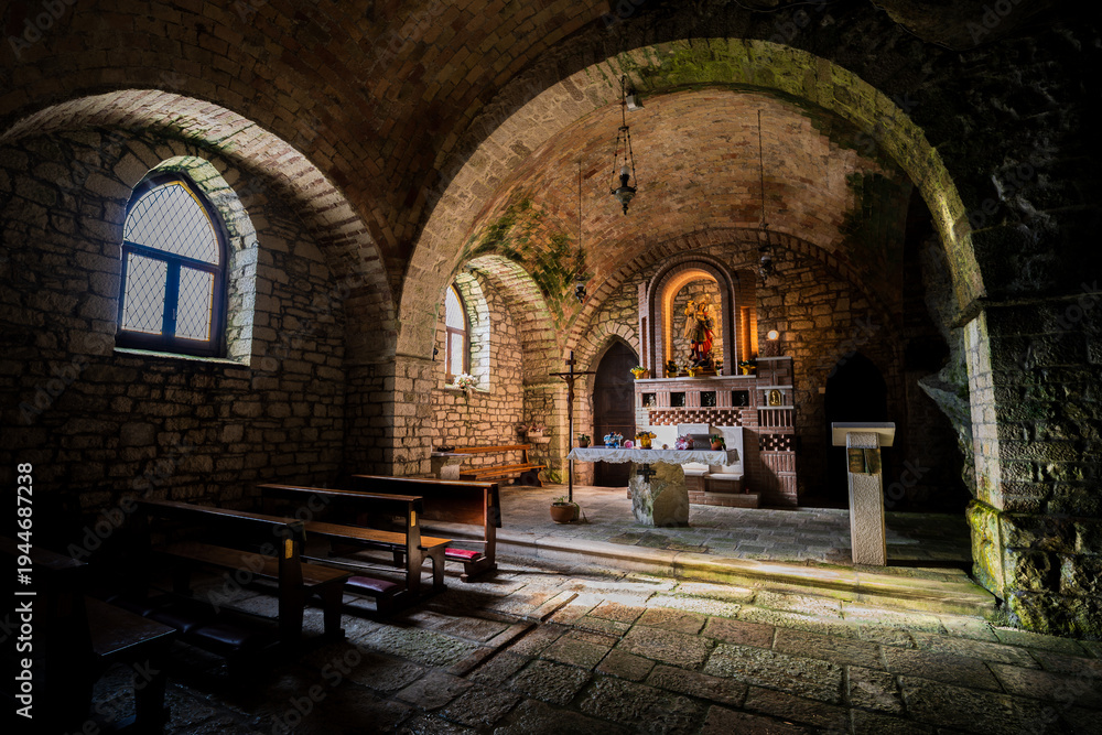 Fototapeta premium S. Angelo in Grotte, Molise. The Church - cave of St. Michael the Archangel 0226V