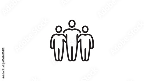 Three person thin line on white background group people symbol human