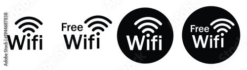 Free WiFi Icon Set Wireless Internet Hotspot Signal Symbol Vector