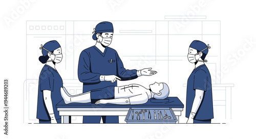 Surgeons Preparing for Operation with Patient on Operating Table
