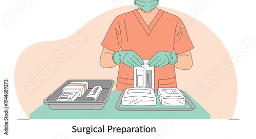 Surgical Preparation: Healthcare Professional Arranging Medical Supplies for Operation