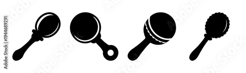 Set of 4 baby rattle icons vector