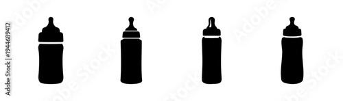 Set of 4 baby bottle icons vector