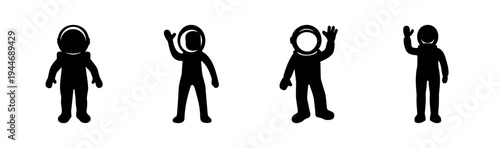 Set of 4 astronaut icons vector