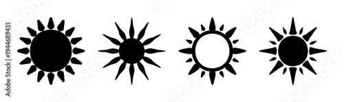 Set of 4 sun icons vector