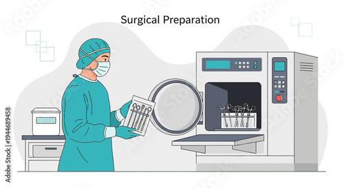 Surgical Preparation: Sterilizing Instruments in Autoclave for Operation