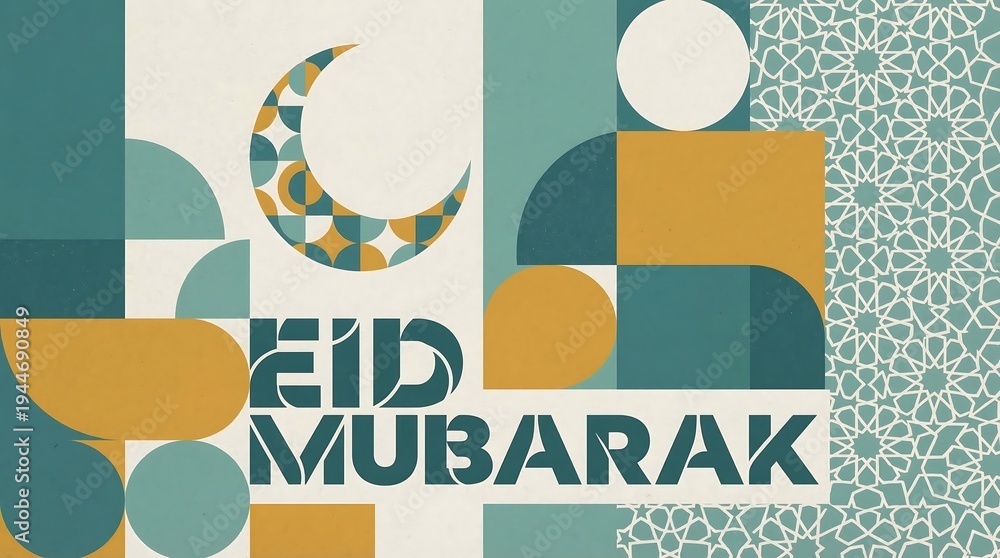 custom made wallpaper toronto digitalEid Mubarak geometric with crescent moon and Islamic pattern