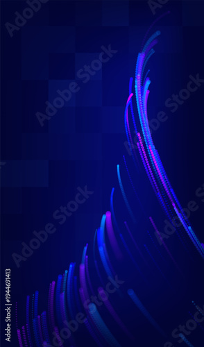 Abstract future ai background with blue big data and digital dots for tech and technology science presentation. Line cyber business network 3d backdrop. Connection graphic design.