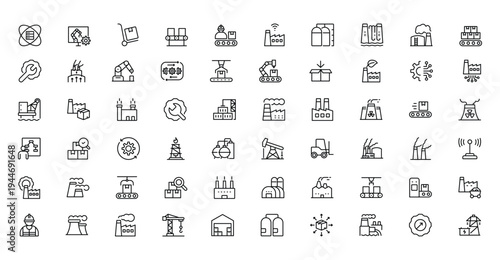 Industry icon set for manufacturing factory and logistics production