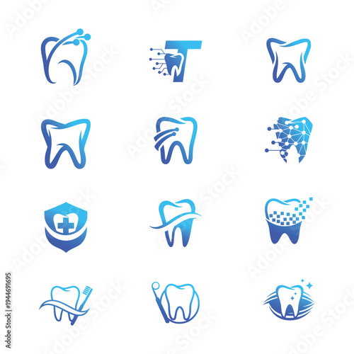 Dental logo set for dentistry and oral health care branding