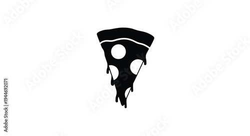 A single slice of pizza with toppings a striking silhouette