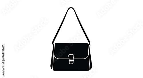 Simple black handbag outline against a white background a stark silhouette