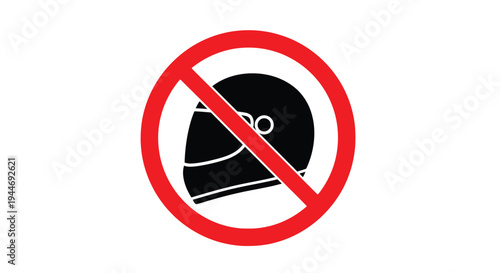 Free Download Prohibition sign featuring a motorcycle helmet stark black silhouette - GFXLoad