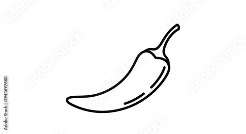 Simple line drawing of a chili pepper black and white silhouette