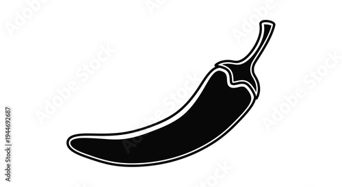 A striking black silhouette of a single chili pepper