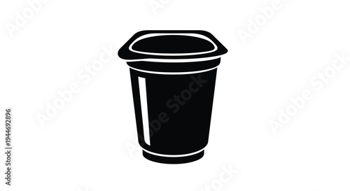Simple black silhouette of a disposable cup with a lid silhouette