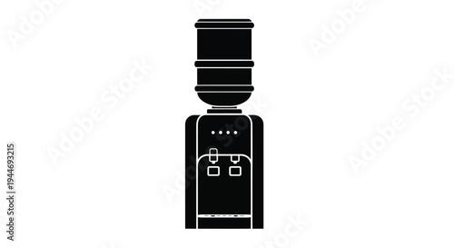 Black water cooler depiction with spigot a minimalist silhouette