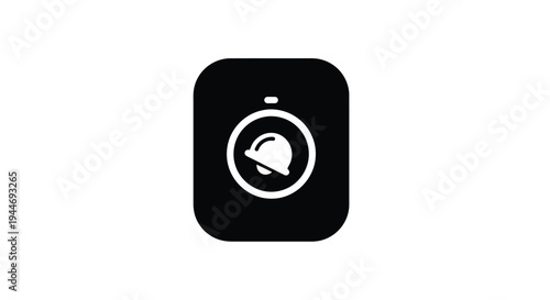 Black doorbell icon within a rounded square simple graphic silhouette