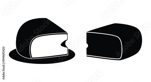 A broken chocolate bar shown in a distinct black silhouette