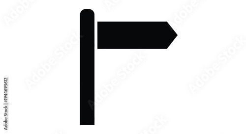 Simple black signpost with a directional arrow stark silhouette