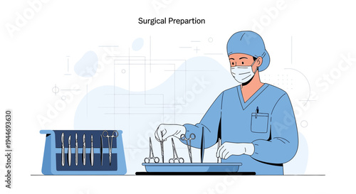 Surgeon Preparing Surgical Instruments for Operation in Sterile Environment